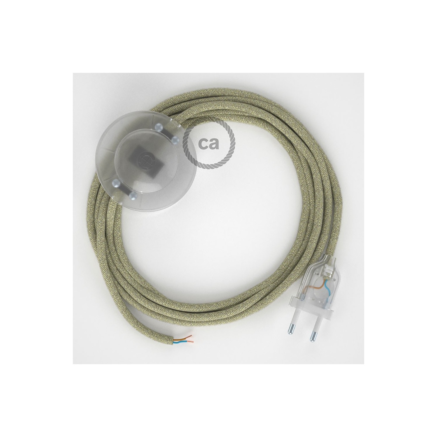 Cordon pour lampadaire, câble RN01 Lin Naturel Neutre 3 m. Choisissez la couleur de la fiche et de l'interrupteur!