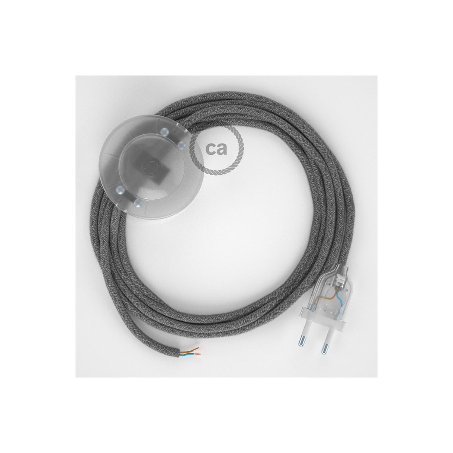 Cordon pour lampadaire, câble RN02 Lin Naturel Gris 3 m. Choisissez la couleur de la fiche et de l'interrupteur!