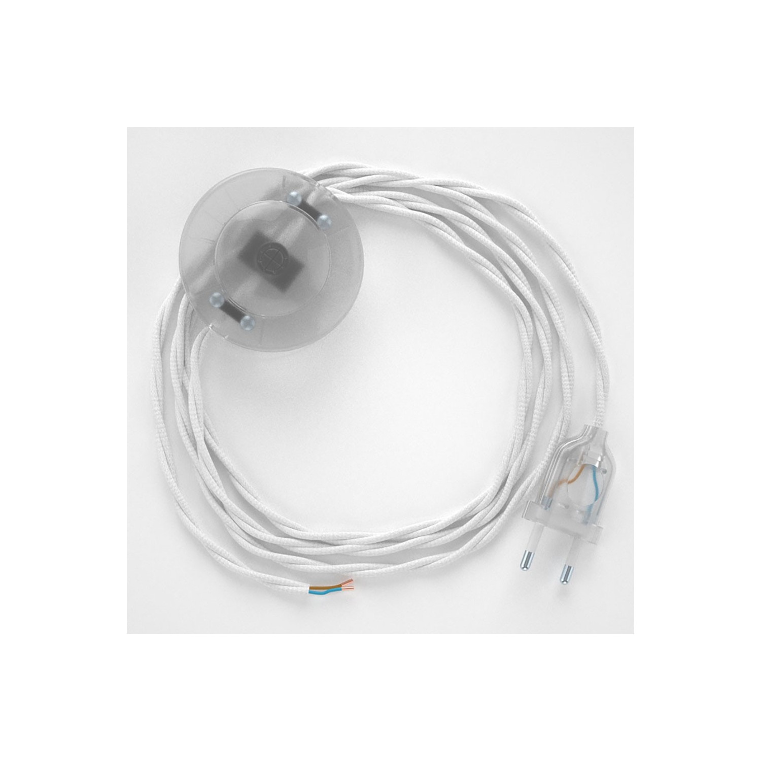 Cordon pour lampadaire, câble TM01 Effet Soie Blanc 3 m. Choisissez la couleur de la fiche et de l'interrupteur!