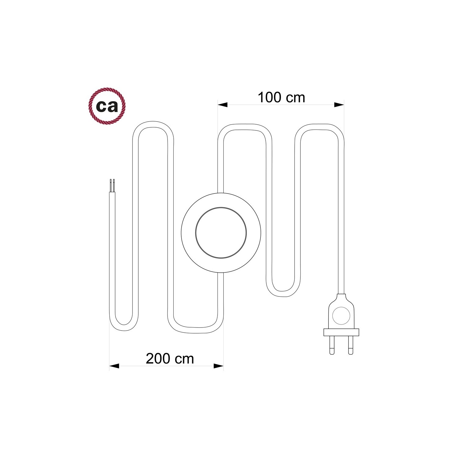 Cordon pour lampadaire, câble TM08 Effet Soie Fuchsia 3 m. Choisissez la couleur de la fiche et de l'interrupteur!