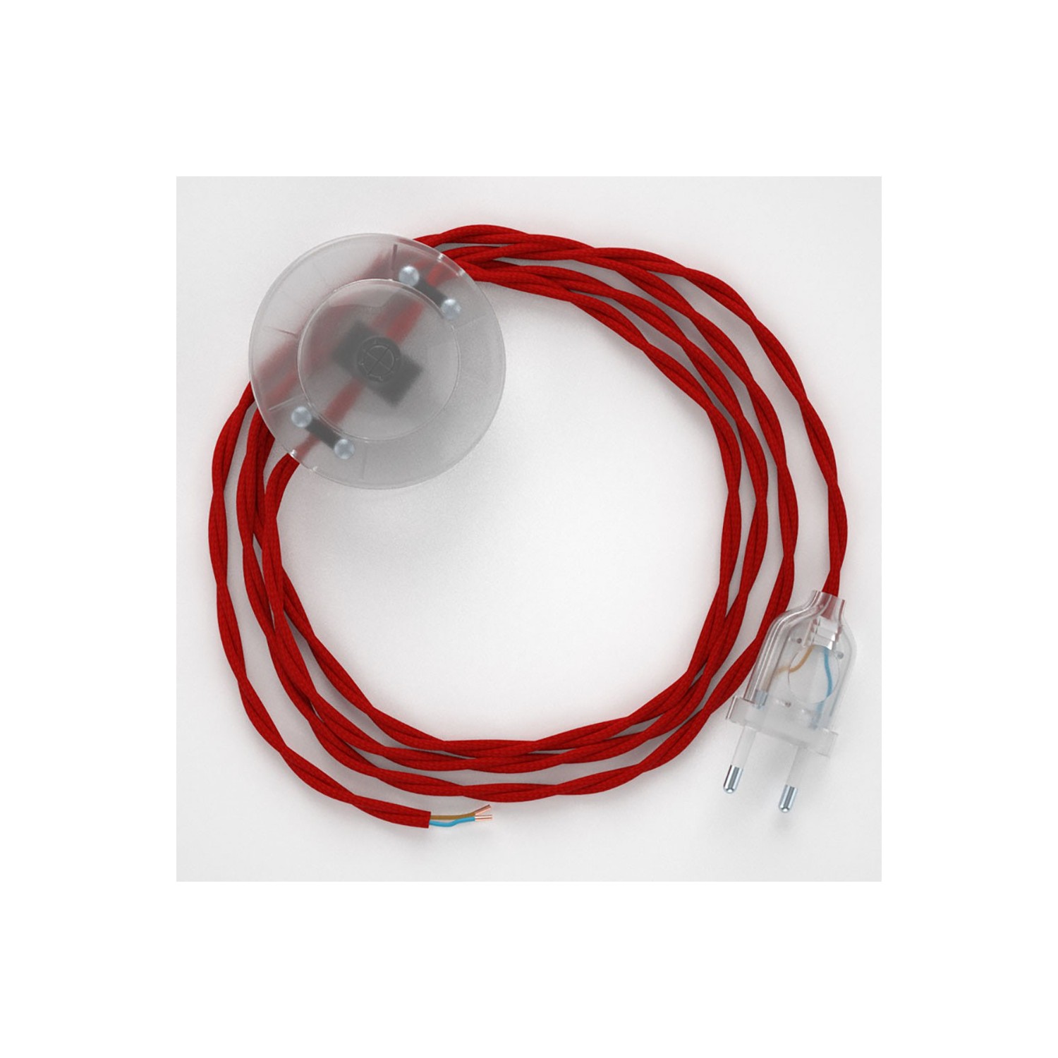 Stehleuchte Anschlussleitung TM09 Rot Seideneffekt 3 m. Wählen Sie aus drei Farben bei Schalter und Stecke.