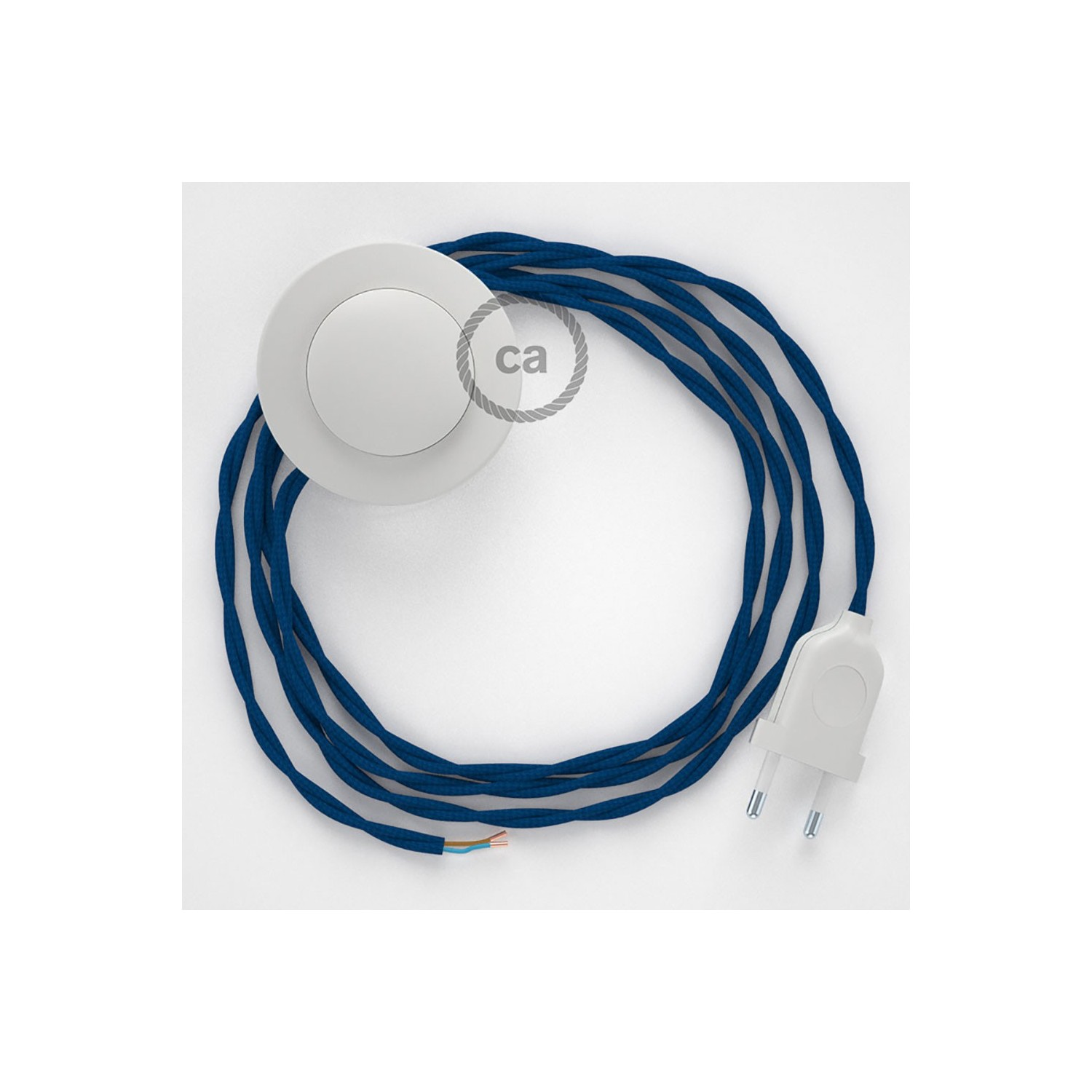 Cordon pour lampadaire, câble TM12 Effet Soie Bleu 3 m. Choisissez la couleur de la fiche et de l'interrupteur!