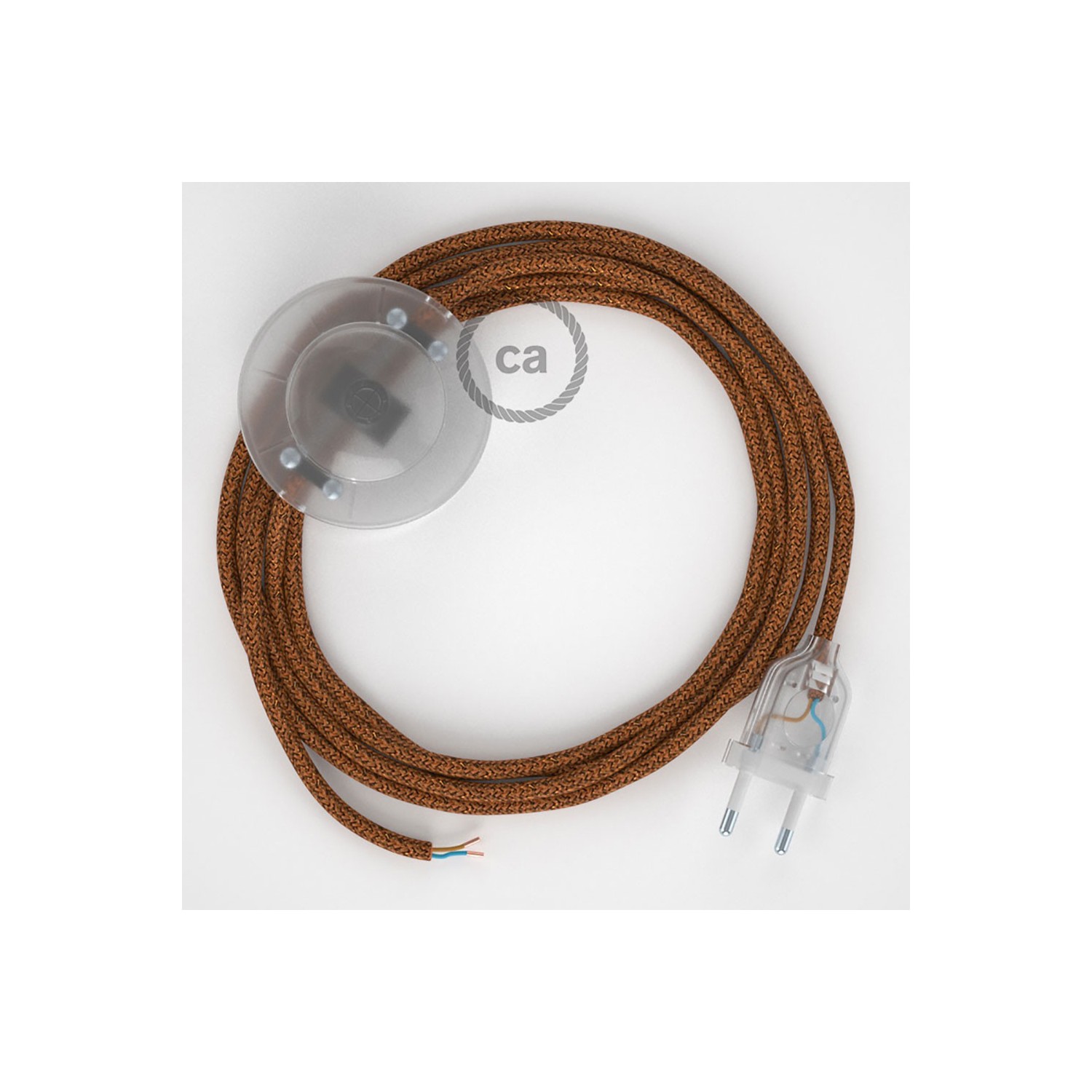 Cordon pour lampadaire, câble RL22 Effet Soie Paillettes Cuivre 3 m. Choisissez la couleur de la fiche et de l'interrupteur!