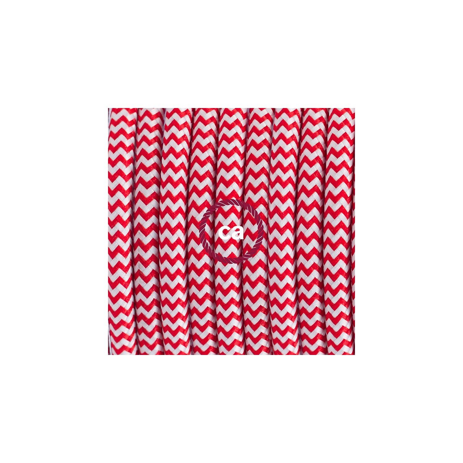 Zuleitung für Tischleuchten RZ09 Zick-Zack Weiß Rot Seideneffekt 1,80 m. Wählen Sie aus drei Farben bei Schalter und Stecke.