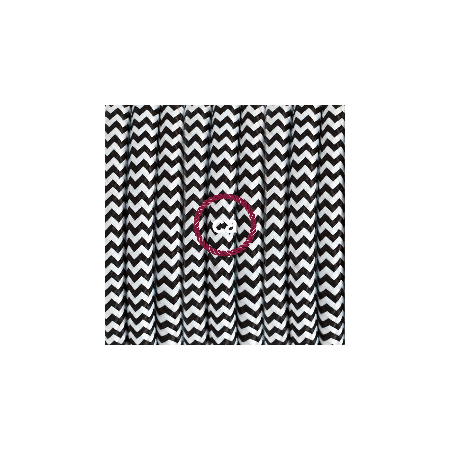 Zuleitung für Tischleuchten RZ04 Zick-Zack Weiß Schwarz Seideneffekt 1,80 m. Wählen Sie aus drei Farben bei Schalter und Stecke.