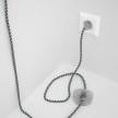 Cordon pour lampadaire, câble RP04 Effet Soie Bicolore Blanc-Noir 3 m. Choisissez la couleur de la fiche et de l'interrupteur!