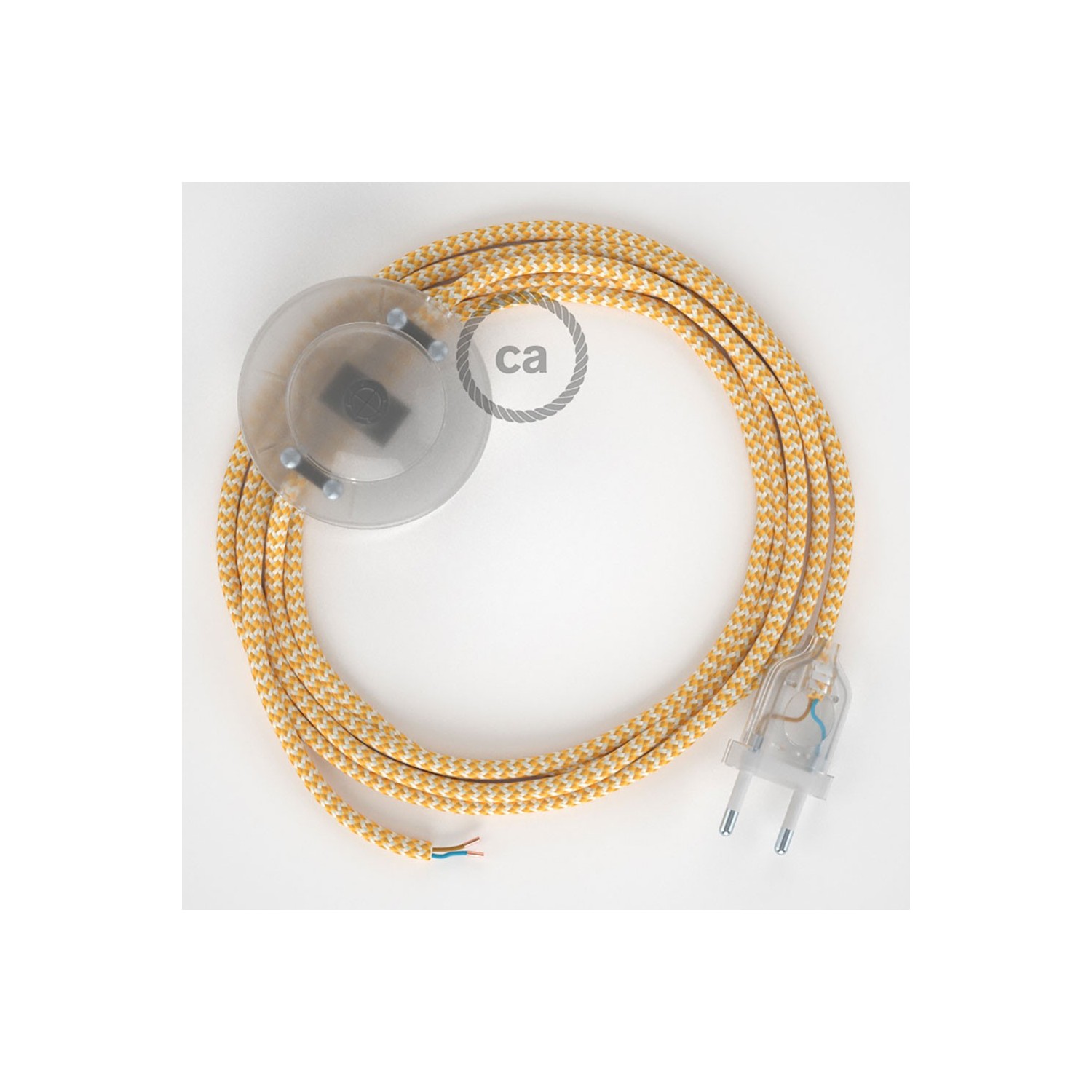 Stehleuchte Anschlussleitung RZ10 Zick-Zack Weiß Gelb Seideneffekt 3 m. Wählen Sie aus drei Farben bei Schalter und Stecke.