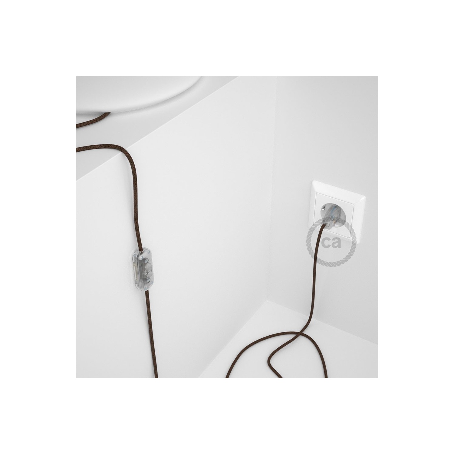 Cordon pour lampe, câble RL13 Effet Soie Paillettes Marron 1,80 m. Choisissez la couleur de la fiche et de l'interrupteur!