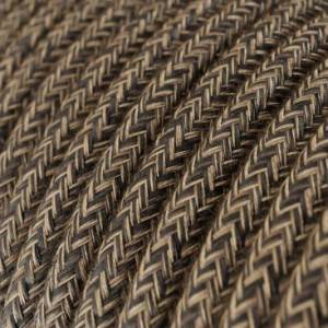 Cavo Elettrico rotondo rivestito in Lino Naturale Marrone RN04