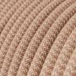 Fil Électrique Rond Gaine De Coton De Couleur ZigZag Vieux Rose Et Lin Naturel RD71