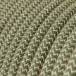 Fil Électrique Rond Gaine De Coton De Couleur ZigZag Vert Thym Et Lin Naturel RD72