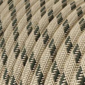 Cavo Elettrico rotondo rivestito in Cotone Stripes color Antracite e Lino Naturale RD54