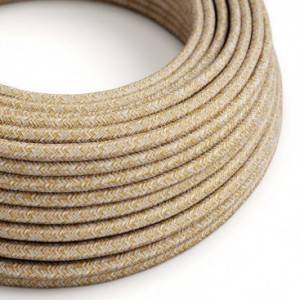 Elektrisches Kabel rund überzogen mit Baumwolle Rost Tweed Farbe-Braun, natürliches Leinen und Glitter-Verarbeitung RS82