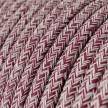 Elektrisches Kabel rund überzogen mit Baumwolle Burgundy Tweed Farbe-Rot, natürliches Leinen und Glitter-Verarbeitung RS83