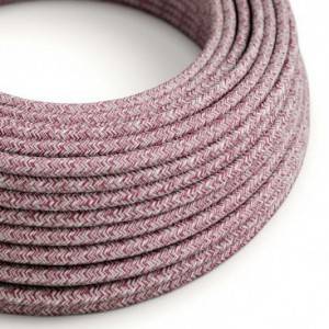 Fil Électrique Rond Gaine De Coton De Couleur Tweed Bordeaux, Rouge, Lin Naturel Et Finition Paillettes RS83