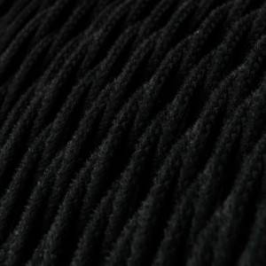 Fil Électrique Torsadé Gaine De Coton De Couleur Tissu Uni Noir TC04