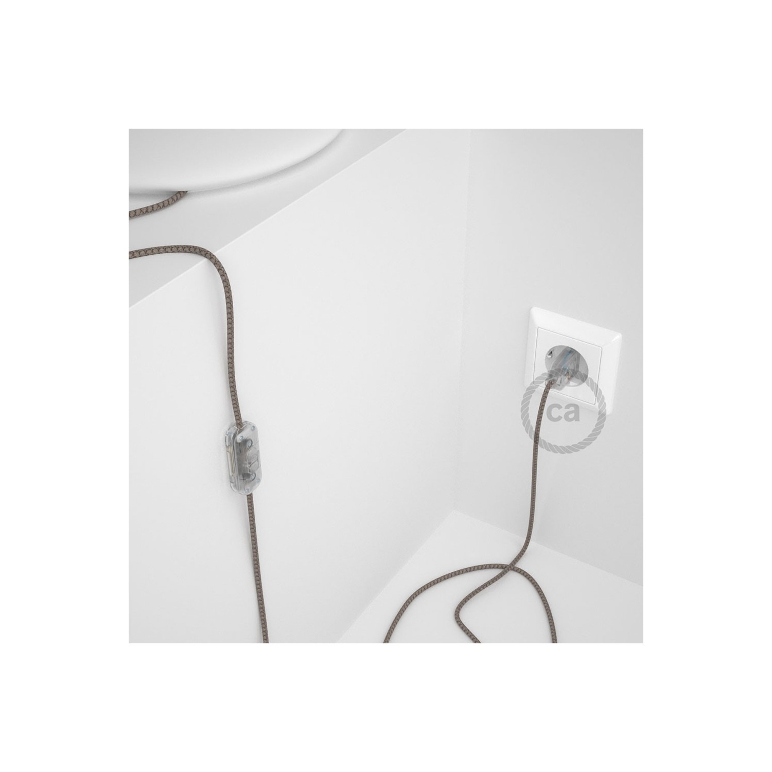 Cordon pour lampe, câble RD63 Losange Marron Écorce 1,80 m. Choisissez la couleur de la fiche et de l'interrupteur!