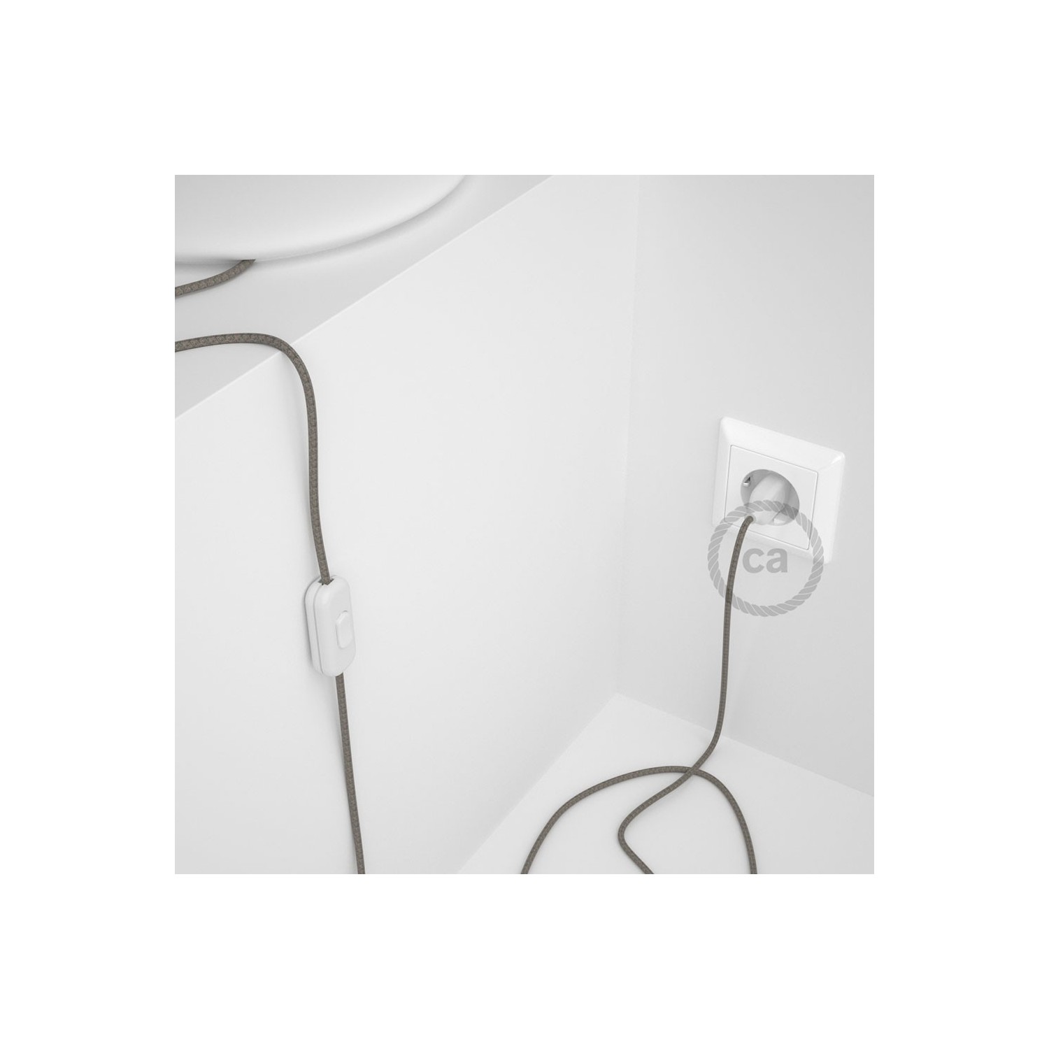 Cordon pour lampe, câble RD62 Losange Vert Thym 1,80 m. Choisissez la couleur de la fiche et de l'interrupteur!