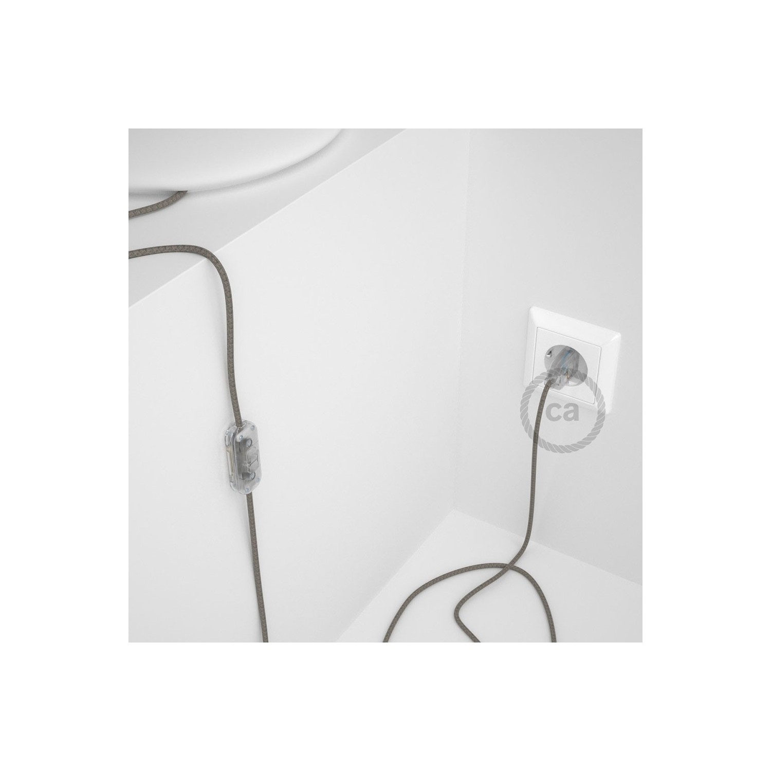 Cordon pour lampe, câble RD62 Losange Vert Thym 1,80 m. Choisissez la couleur de la fiche et de l'interrupteur!