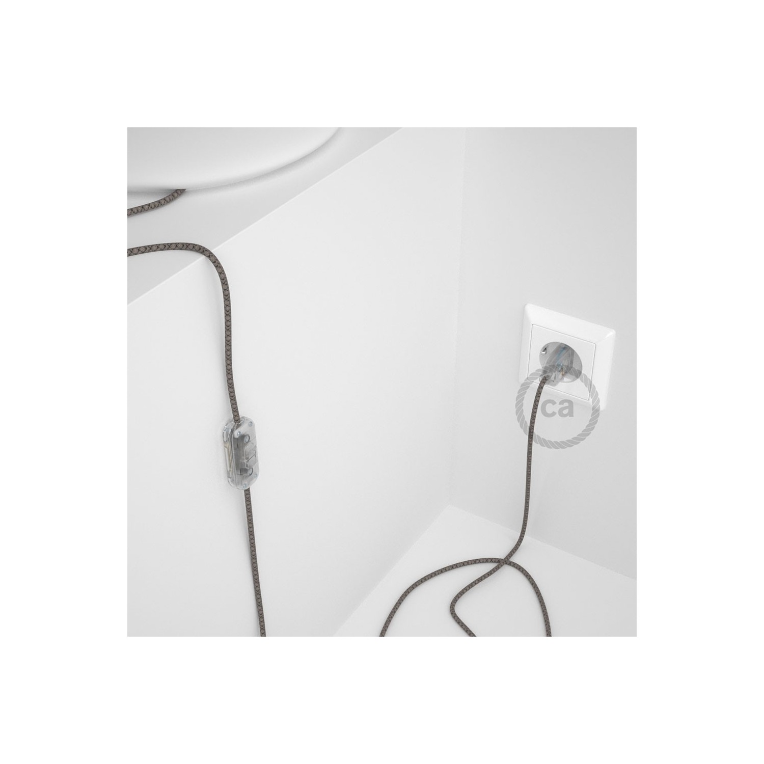 Cordon pour lampe, câble RD64 Losange Anthracite 1,80 m. Choisissez la couleur de la fiche et de l'interrupteur!