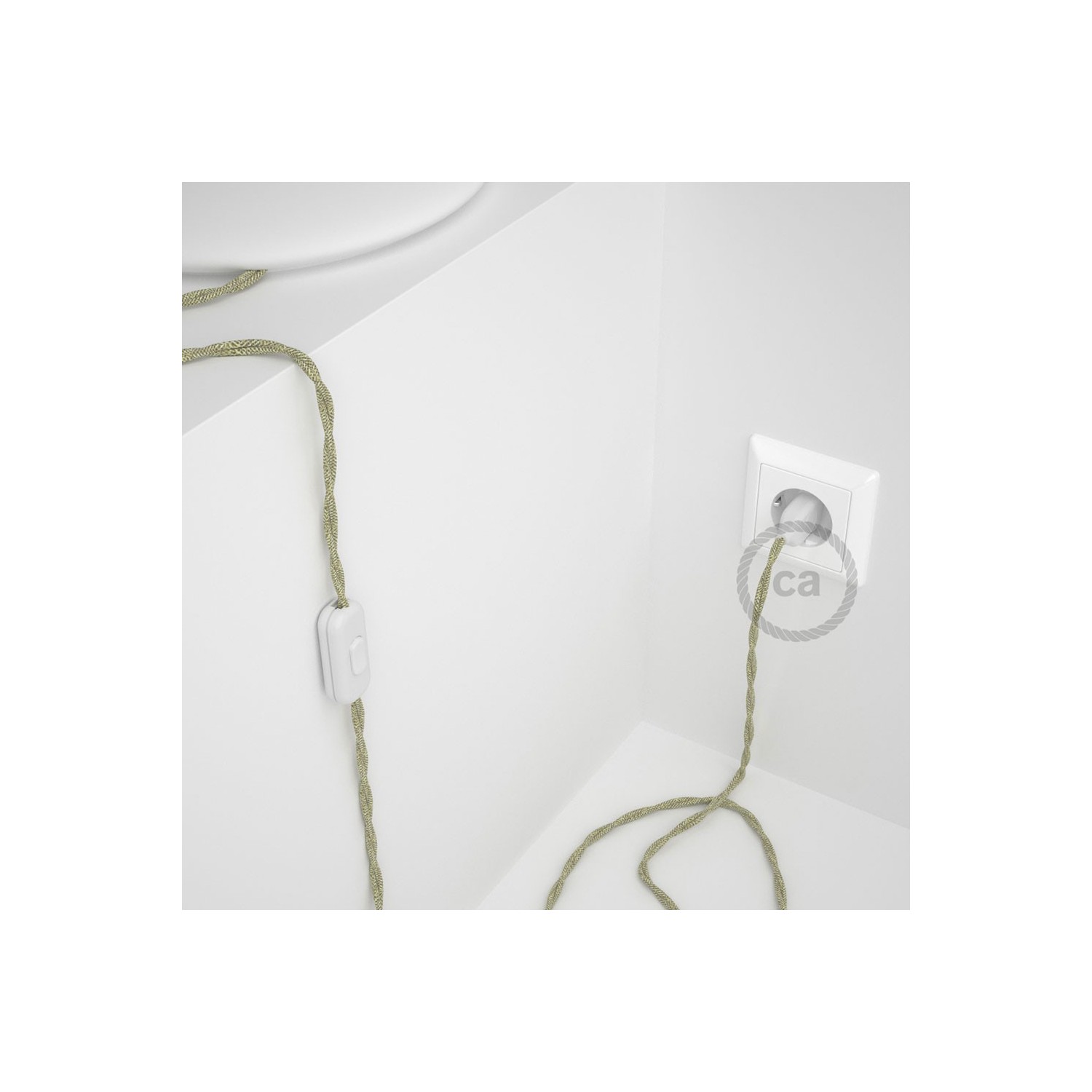 Cablaggio per lampada, cavo TN01 Lino Naturale Neutro 1,80 m. Scegli il colore dell'interruttore e della spina.