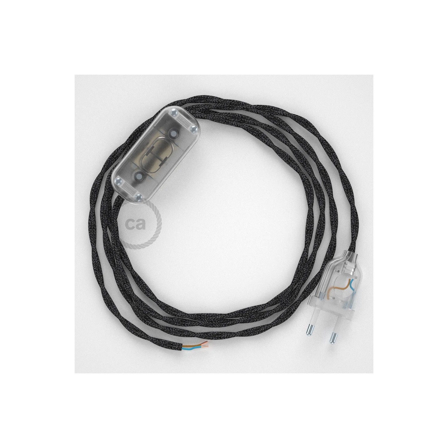 Cordon pour lampe, câble TN03 Lin Naturel Anthracite 1,80 m. Choisissez la couleur de la fiche et de l'interrupteur!