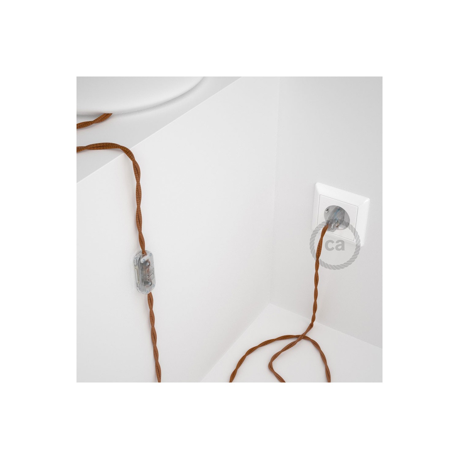 Cordon pour lampe, câble TM22 Effet Soie Whiskey 1,80 m. Choisissez la couleur de la fiche et de l'interrupteur!