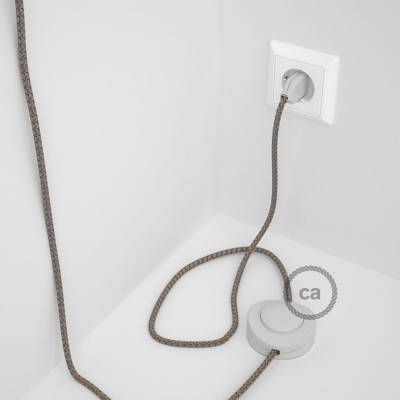 Cordon pour lampadaire, câble RD63 Losange Marron Écorce 3 m. Choisissez la couleur de la fiche et de l'interrupteur!