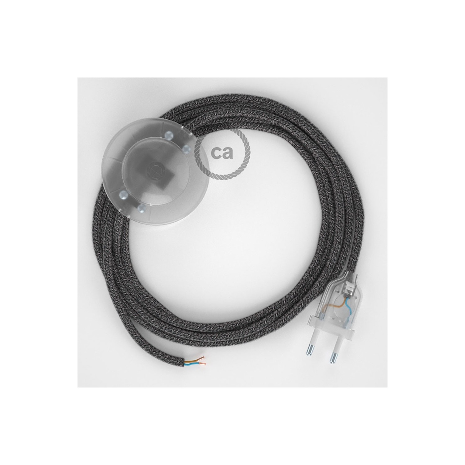 Cordon pour lampadaire, câble RS81 Coton et Lin Naturel Noir 3 m. Choisissez la couleur de la fiche et de l'interrupteur!