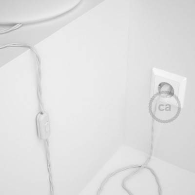 Cordon pour lampe, câble TC01 Coton Blanc 1,80 m. Choisissez la couleur de la fiche et de l'interrupteur!