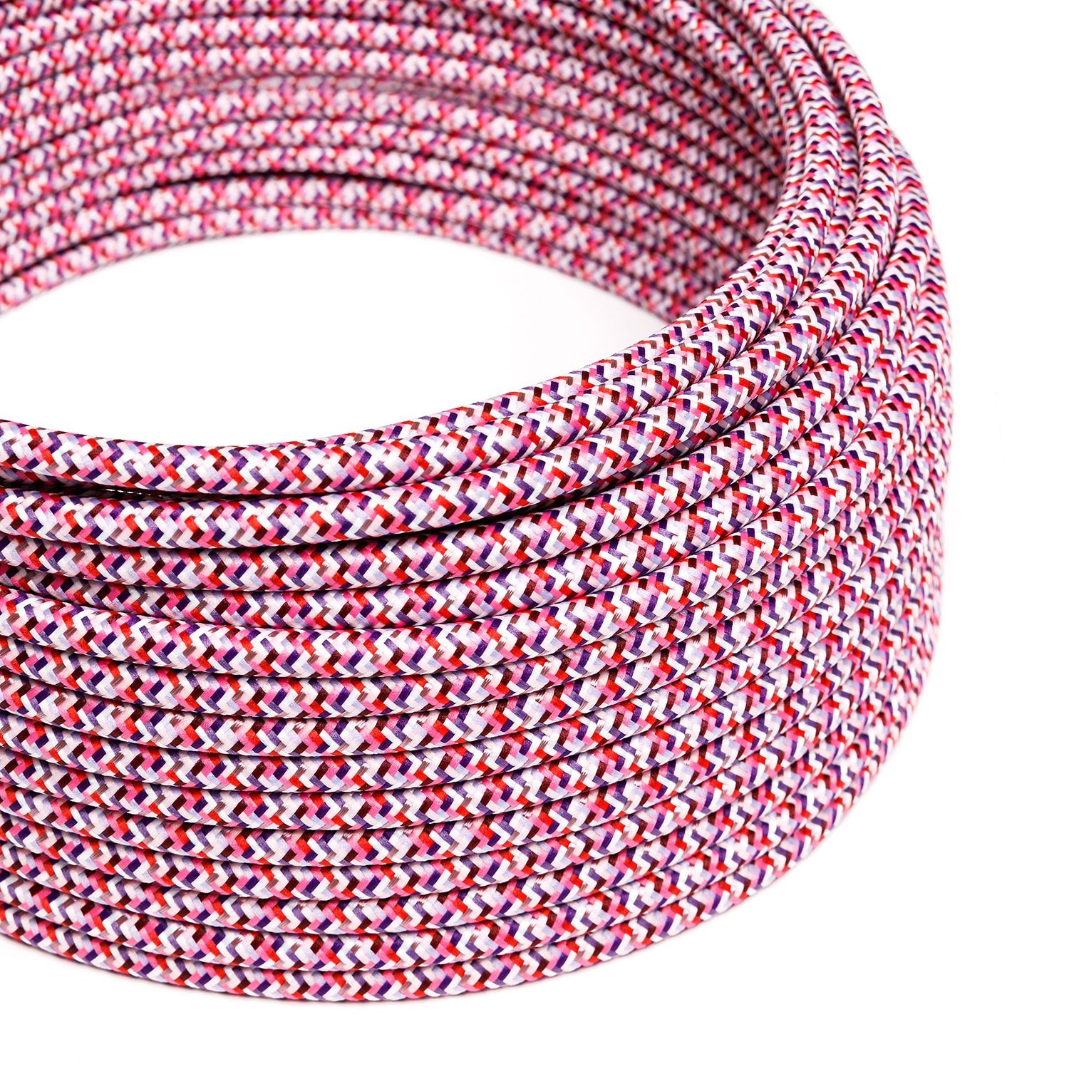 Fil Électrique Rond Gaine De Tissu De Couleur Effet Soie RX00 Pixel Fuchsia