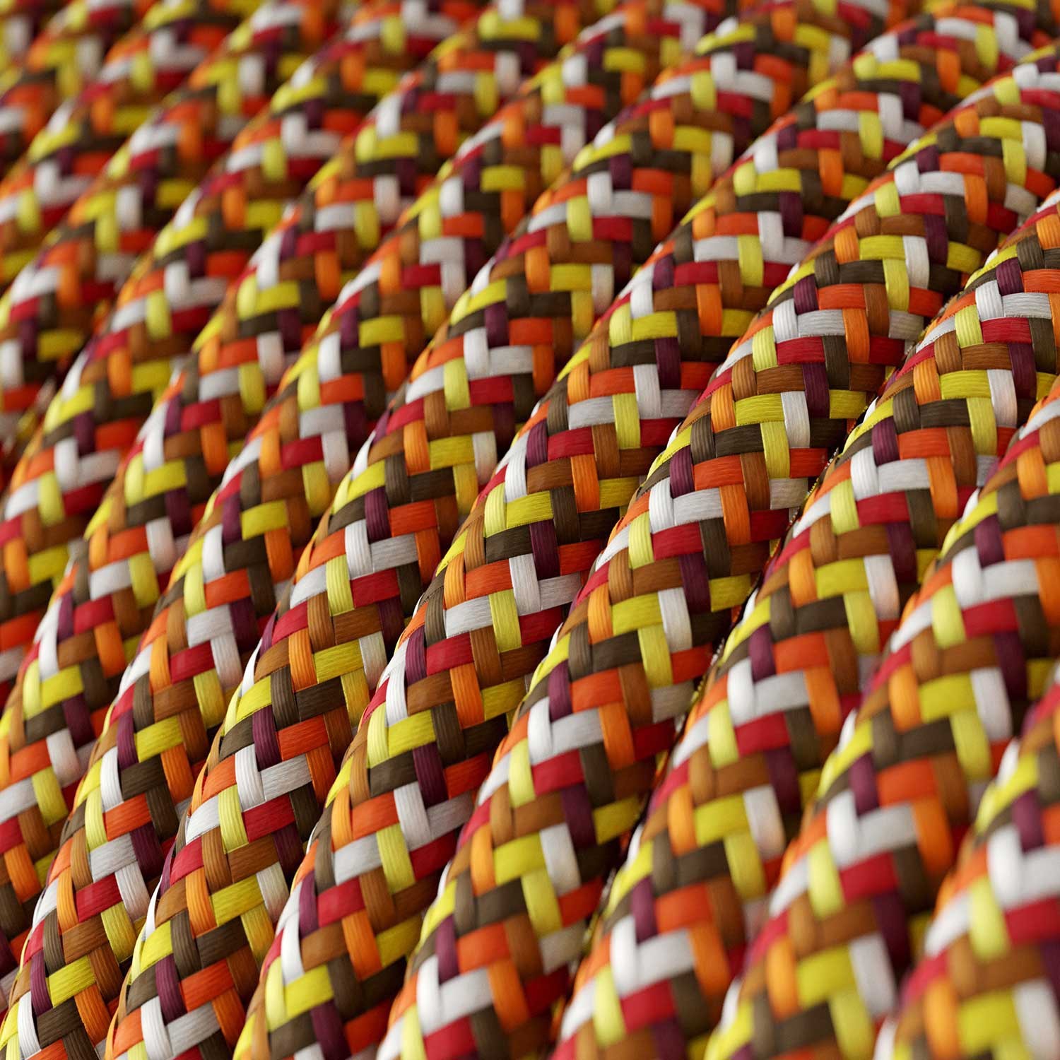 Fil Électrique Rond Gaine De Tissu De Couleur Effet Soie RX01 Pixel Orange