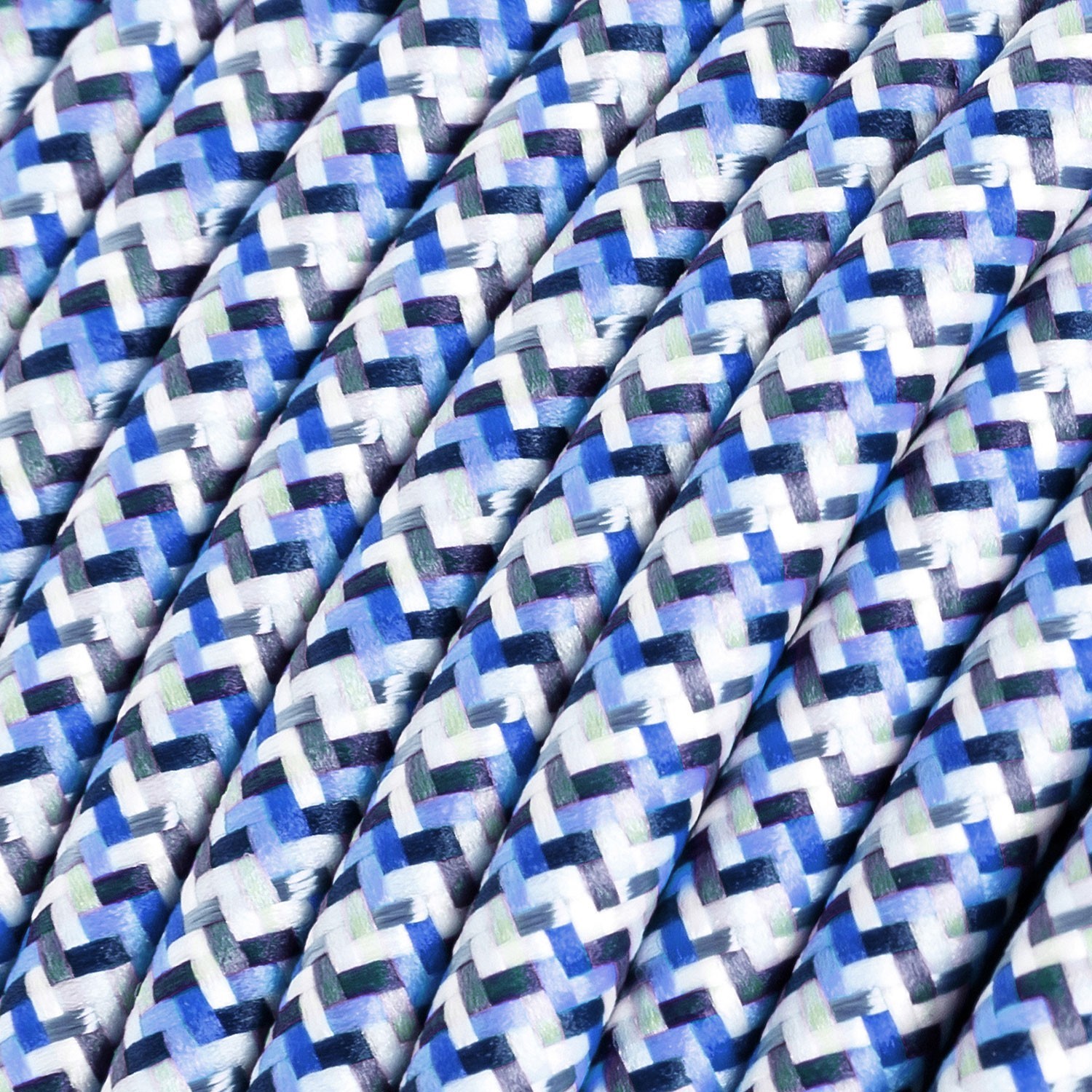 Elektrokabel rund Textil ummantelt Seideneffekt RX03 Pixel Türkis