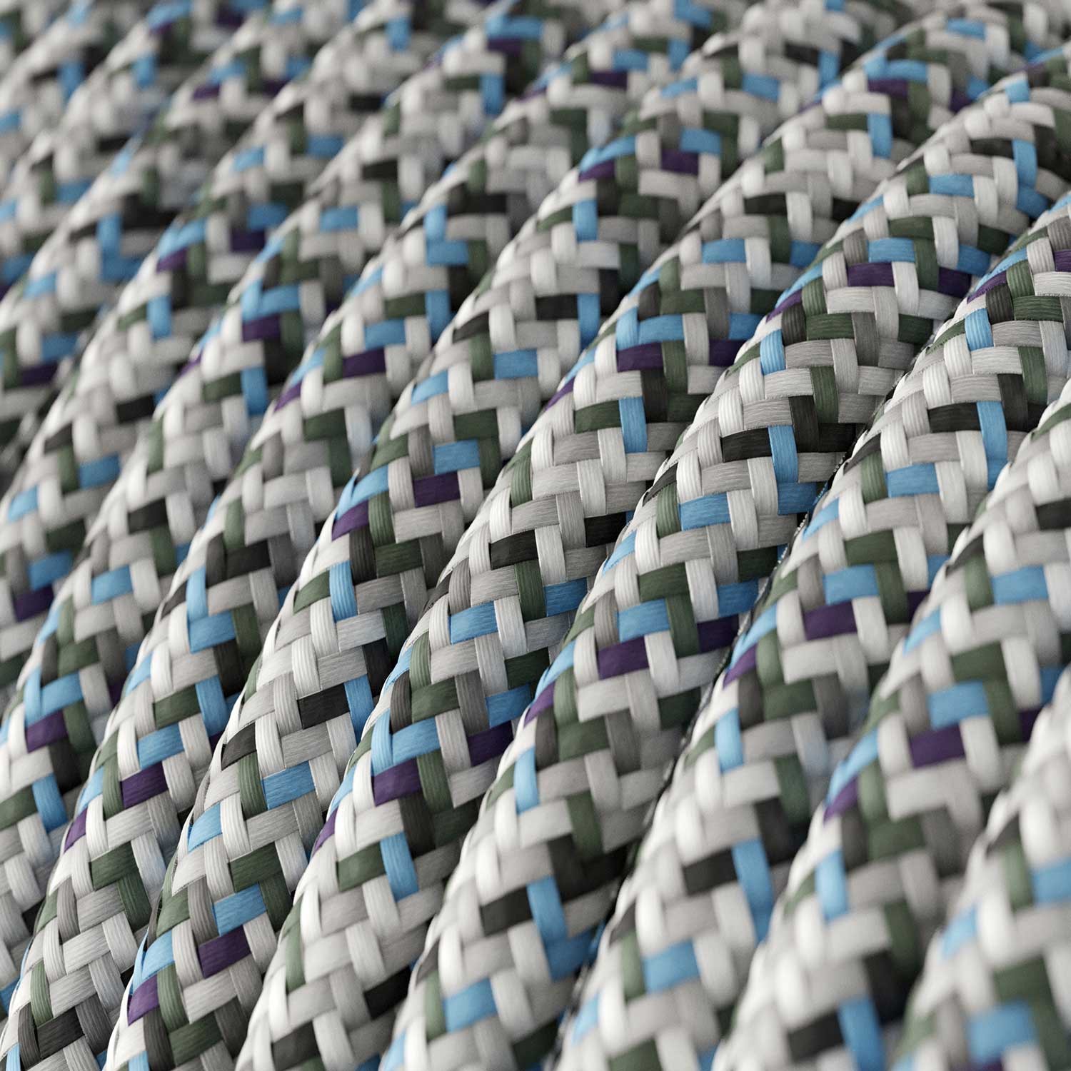 Cavo Elettrico rotondo rivestito in tessuto effetto Seta RX04 Pixel Ghiaccio