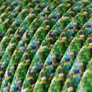 Fil Électrique Rond Gaine De Tissu De Couleur Effet Soie RX05 Pixel Vert