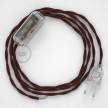 Cordon pour lampe, câble TM19 Effet Soie Bordeaux 1,80 m. Choisissez la couleur de la fiche et de l'interrupteur!