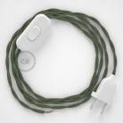 Cordon pour lampe, câble TC63 Coton Vert Gris 1,80 m. Choisissez la couleur de la fiche et de l'interrupteur!