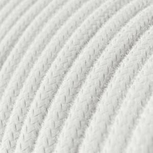 Fil Électrique Rond Gaine De Tissu De Couleur Coton Tissu Uni Blanc RC01
