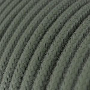 Fil Électrique Rond Gaine De Tissu De Couleur Coton Tissu Uni Vert Gris RC63