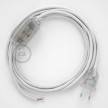 Cordon pour lampe, câble RC01 Coton Blanc 1,80 m. Choisissez la couleur de la fiche et de l'interrupteur!
