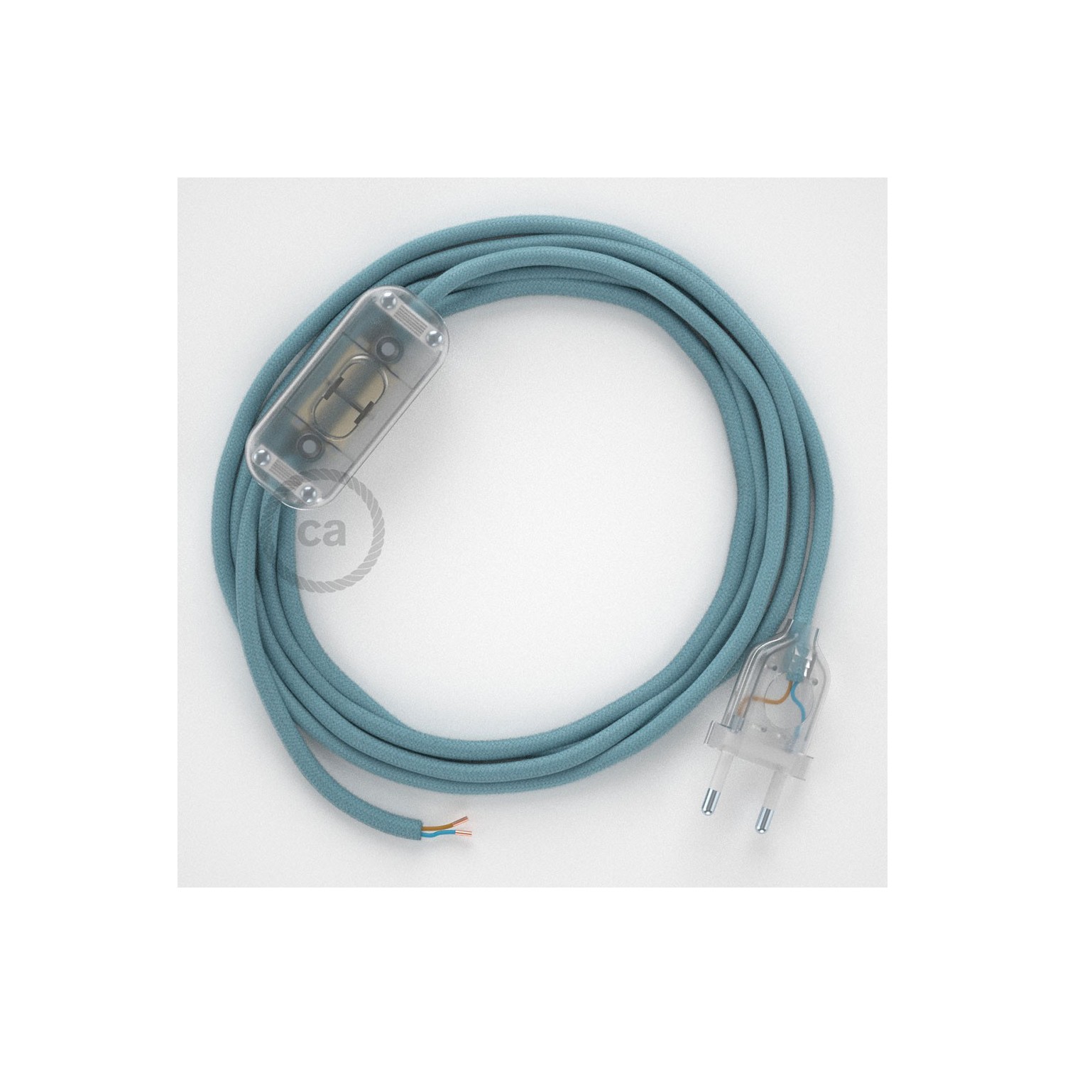 Cordon pour lampe, câble RC53 Coton Océan 1,80 m. Choisissez la couleur de la fiche et de l'interrupteur!