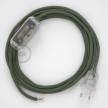 Cablaggio per lampada, cavo RC63 Cotone Verde Grigio 1,80 m. Scegli il colore dell'interruttore e della spina.