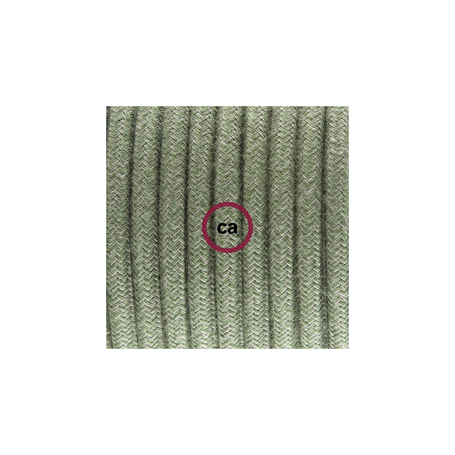 Cablaggio per piantana, cavo RC63 Cotone Verde Grigio 3 m. Scegli il colore dell'interruttore e della spina.