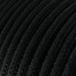 Fil Électrique Rond Gaine De Tissu De Couleur Coton Tissu Uni Noir RC04