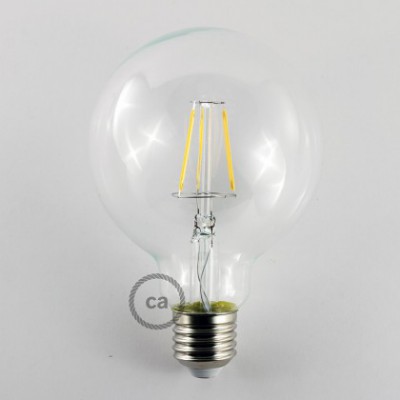 Ampoule Transparente LED Globe G95 Filament Court 4W E27 Vintage Décorative 2700K