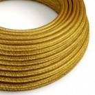 Elektrisches Kabel rund überzogen mit Textil-Seideneffekt Einfarbig Gold geglittert RL05