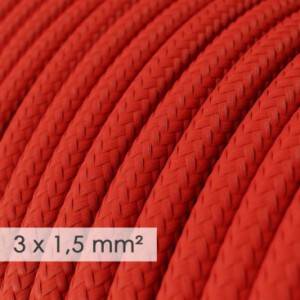 Textilkabel rund mit breitem Querschnitt 3x1,50 - Seideneffekt Rot RM09