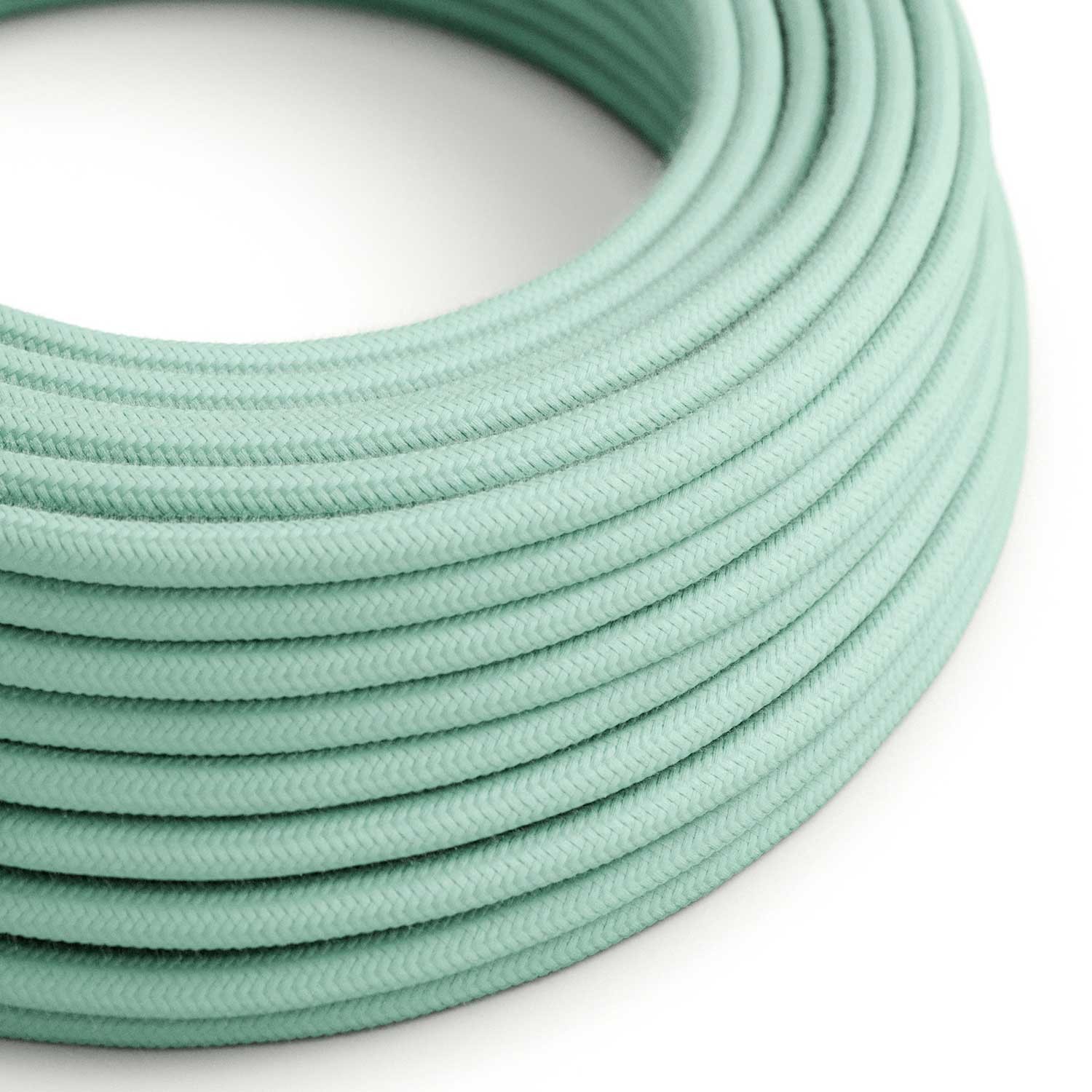 Fil Électrique Rond Gaine De Tissu De Couleur Coton Tissu Uni Lait Menthe RC34