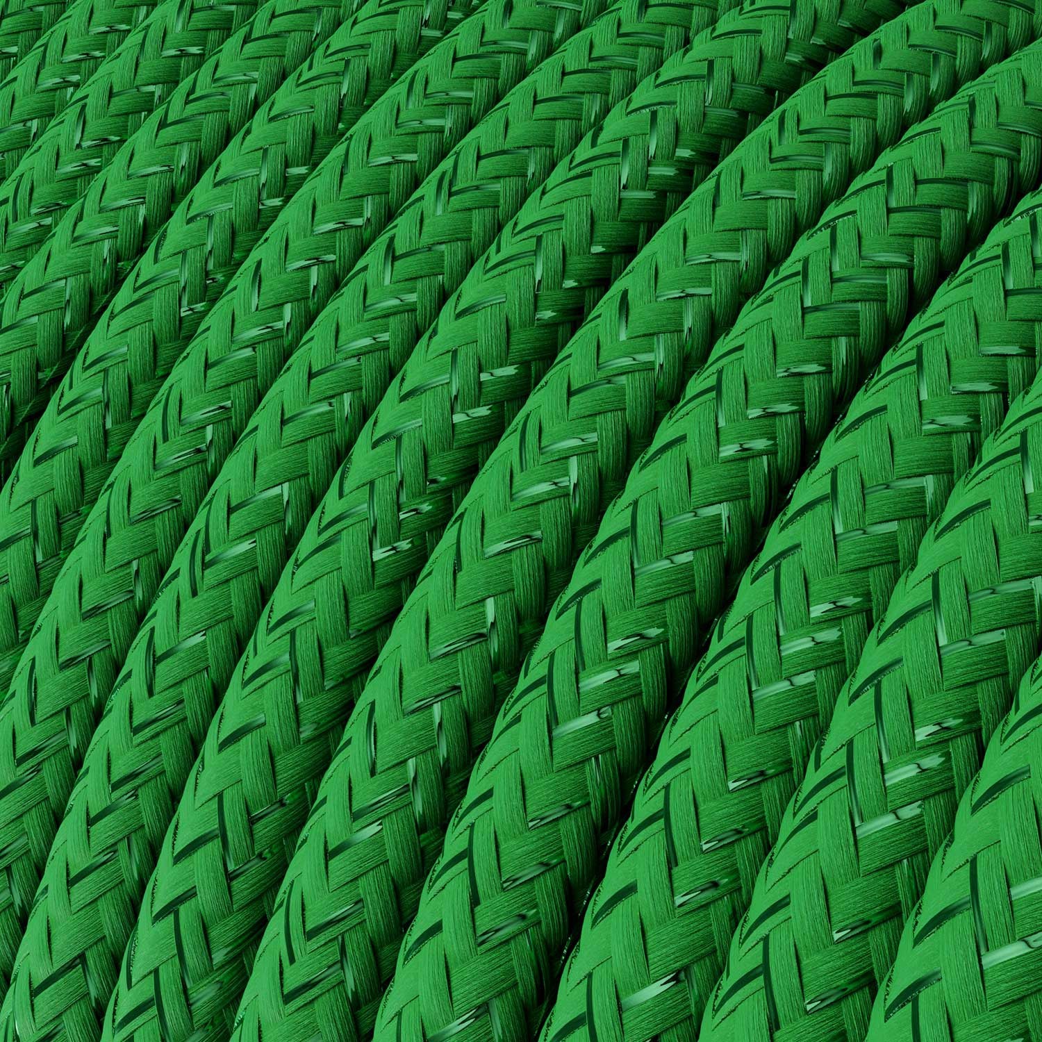 Elektrisches Kabel rund überzogen mit Textil-Seideneffekt Einfarbig Grün Geglittert RL06