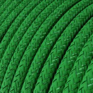 Fil Électrique Rond Gaine De Tissu De Couleur Effet Soie Tissu Uni Paillettes Vert RL06